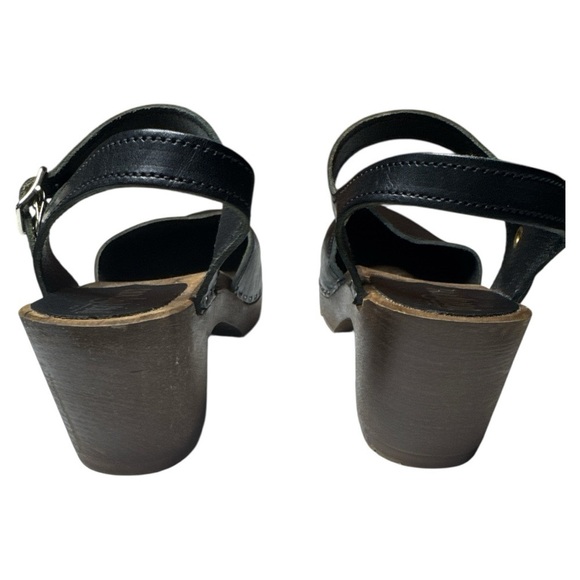 Sandgrens Victoria Classic Black Leather Clog Sandals Sz 7 - Picture 4 of 10